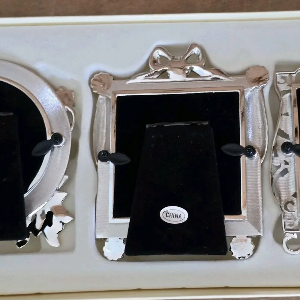 Lenox Picure Frames Vintage Jewel Set of 3 Silverplated Floral Desktop 3x3